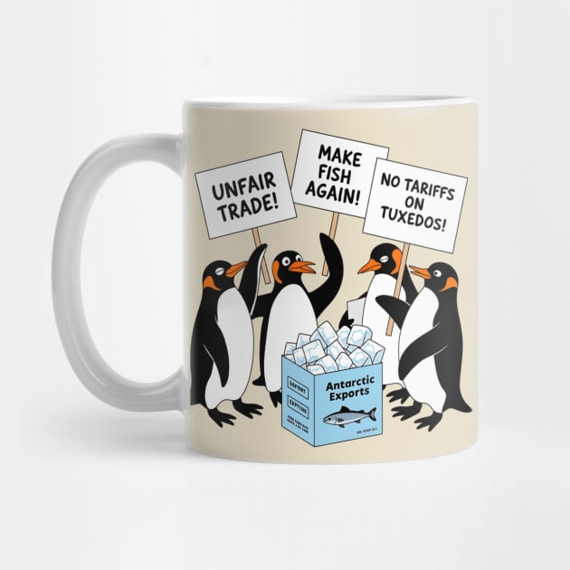 Funny Penguins Protest Against Tariffs-Sarcastic Penguin Graphic-Political Humor-Penguins Holding Signs-Animal Protest Design by ArtistTee ⭐⭐⭐⭐⭐